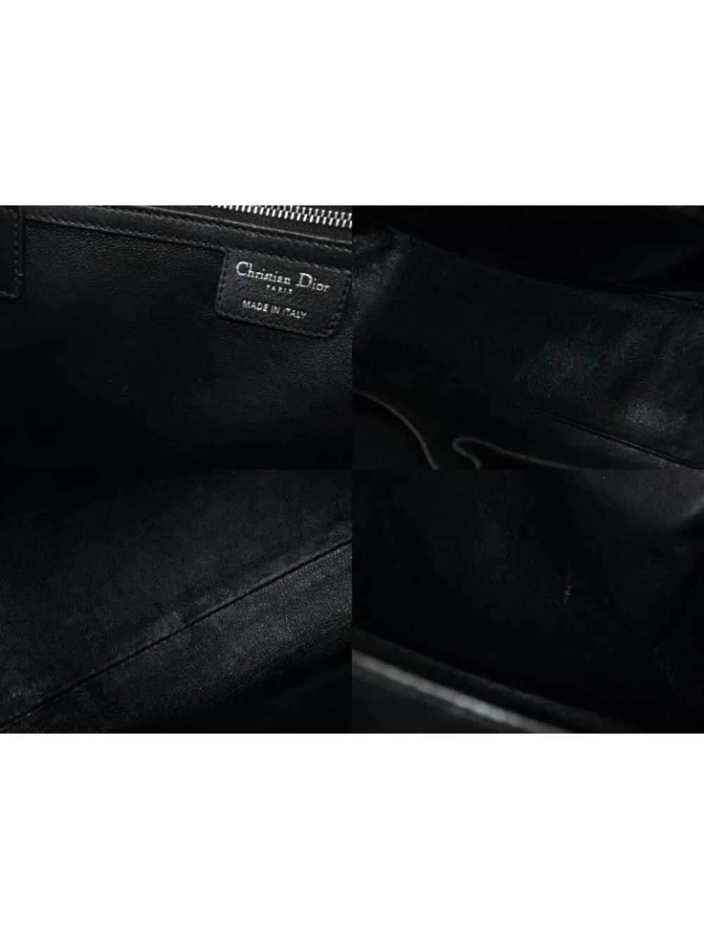 Dior Handbag Leather Black Silver
